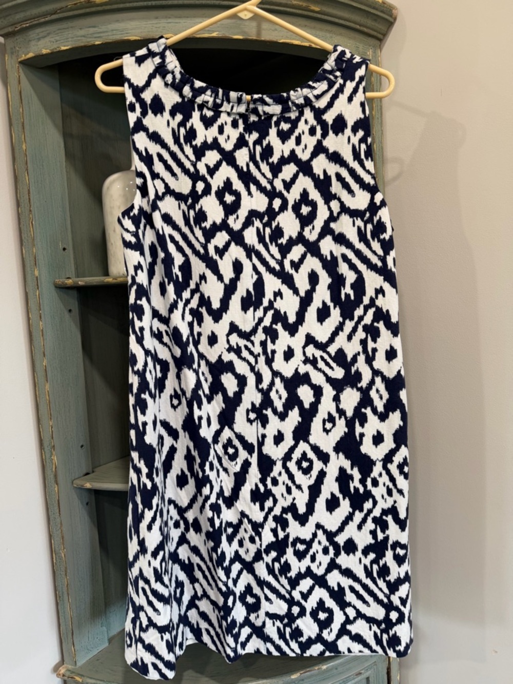 LOFT Navy and White Dress Size 12P Lined